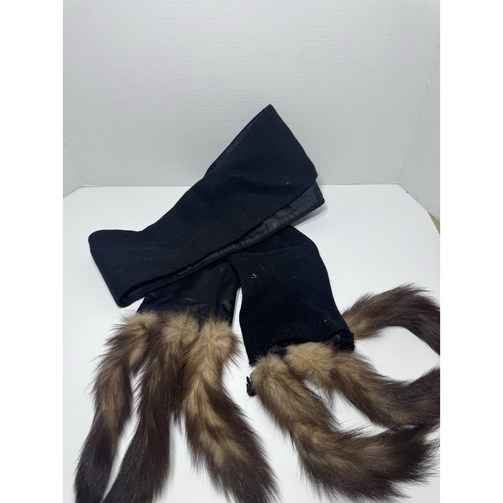 Vintage Long Fox Fur Scarf ‎ W/Brown Tips Gorgeous